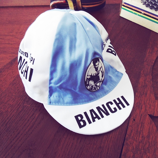 Bianchi fausto coppi wielrennen koers vintage koerspetje